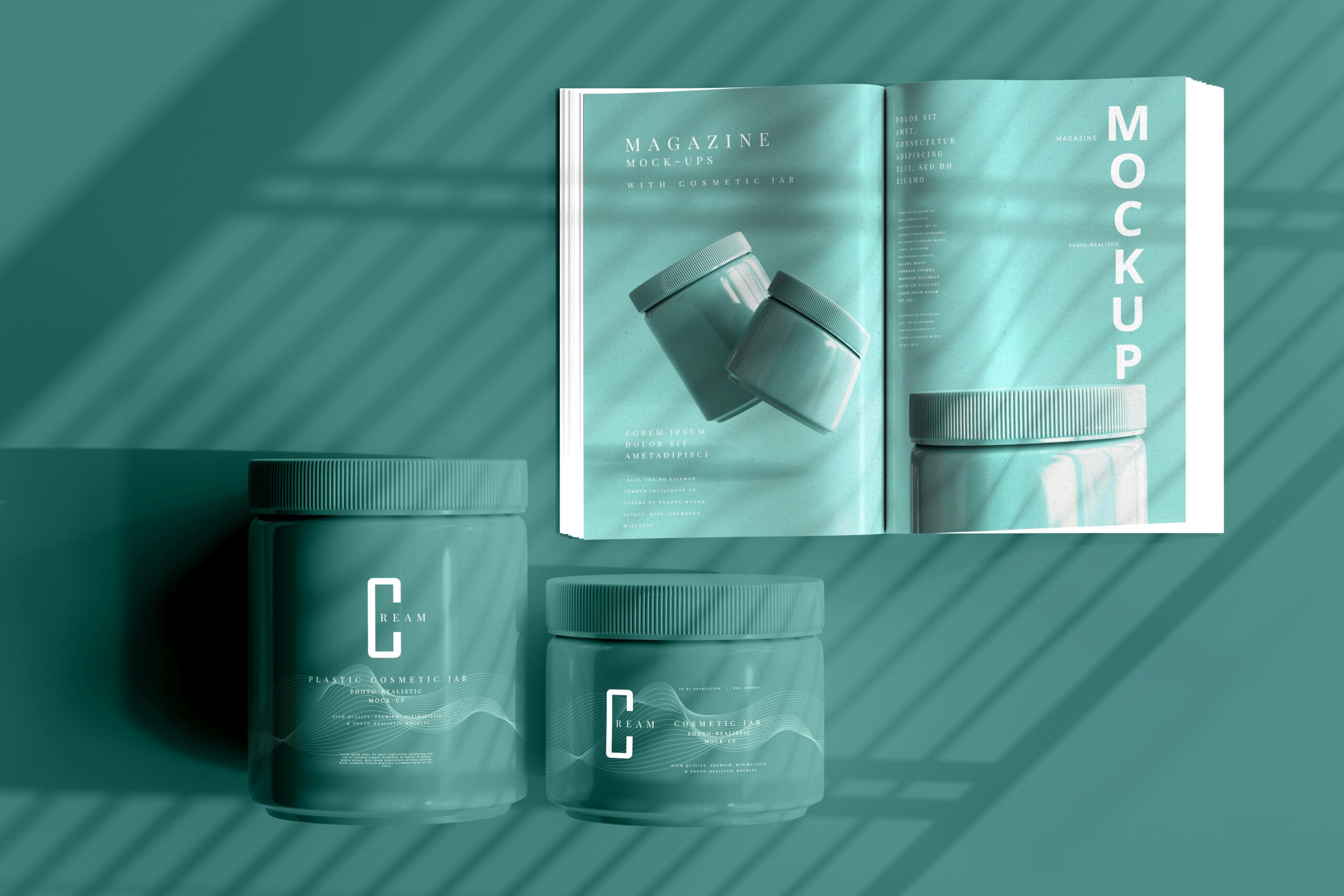 Teal branding with a guide book and packaging